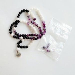 Long Purple White Mediation Yoga Bead Stone Amethyst Color Jewelry Necklace